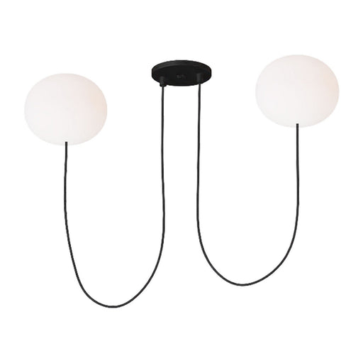 Helium Small 2-Light Chandelier in 2 Light Chandelier Opal Etched Matte Black