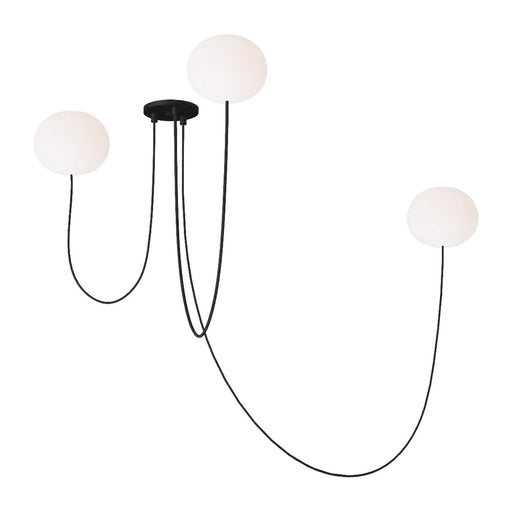 Helium Small 3-Light Chandelier in 3 Light Chandelier Opal Etched Matte Black