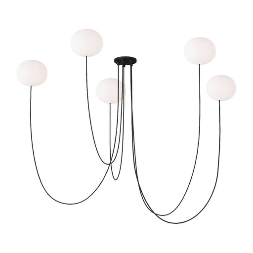 Helium Small 5-Light Chandelier in 5 Light Chandelier Opal Etched Matte Black