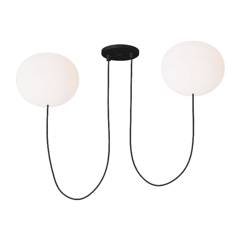 Helium Medium 2-Light Chandelier in Opal Etched Matte Black