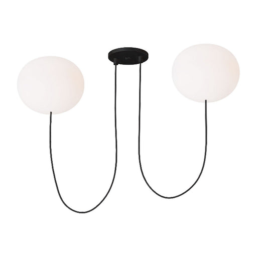 Helium Medium 2-Light Chandelier in Opal Etched Matte Black