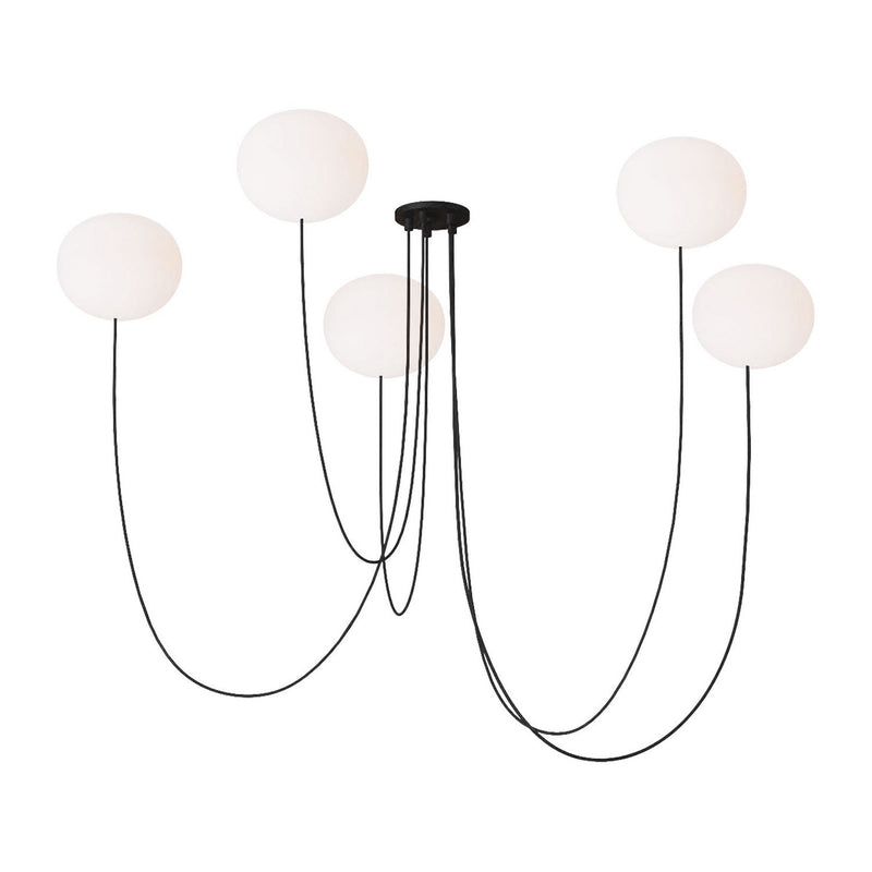 Helium Medium 5-Light Chandelier in Opal Etched Matte Black