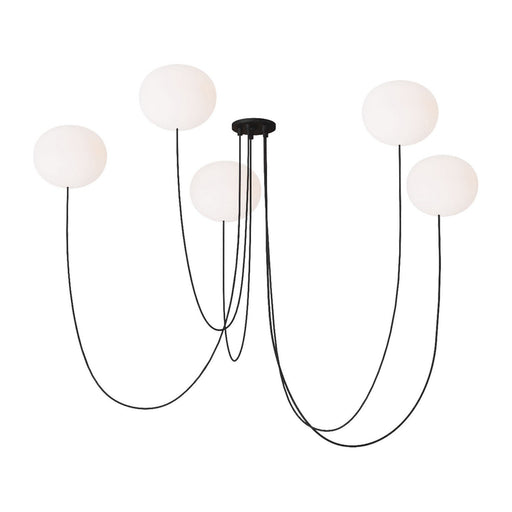 Helium Medium 5-Light Chandelier in Opal Etched Matte Black