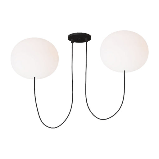 Helium Large 2-Light Chandelier in 2 Light Chandelier Opal Etched Matte Black
