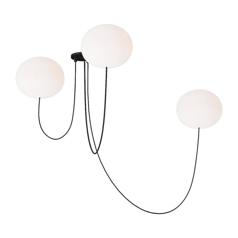 Helium Large 3-Light Chandelier in 3 Light Chandelier Opal Etched Matte Black