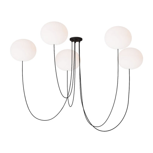 Helium Large 5-Light Chandelier in 5 Light Chandelier Opal Etched Matte Black