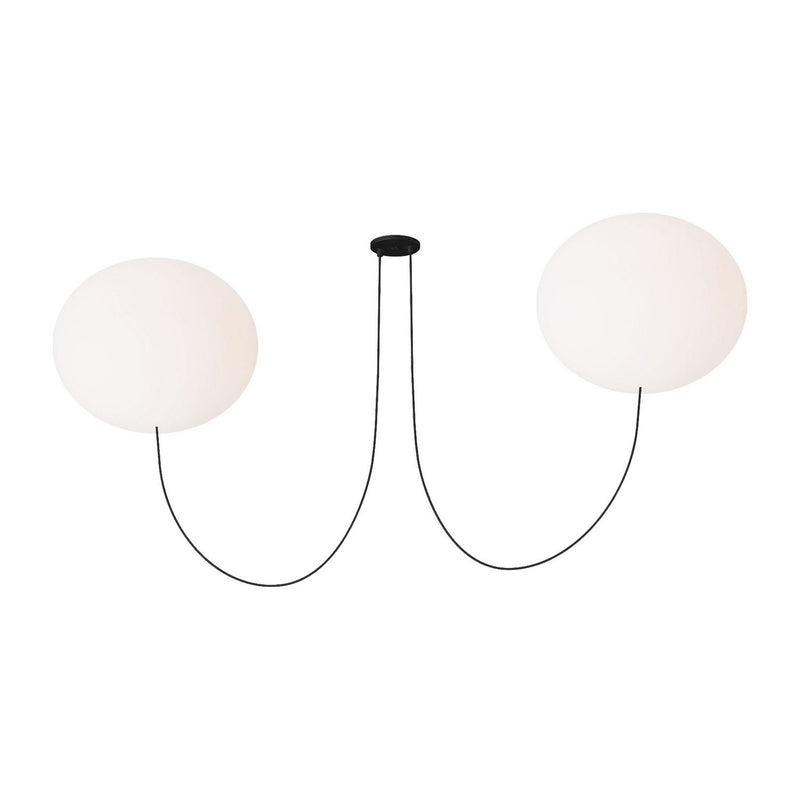 Helium X-Large 2-Light Chandelier in 2 Light Chandelier Opal Etched Matte Black
