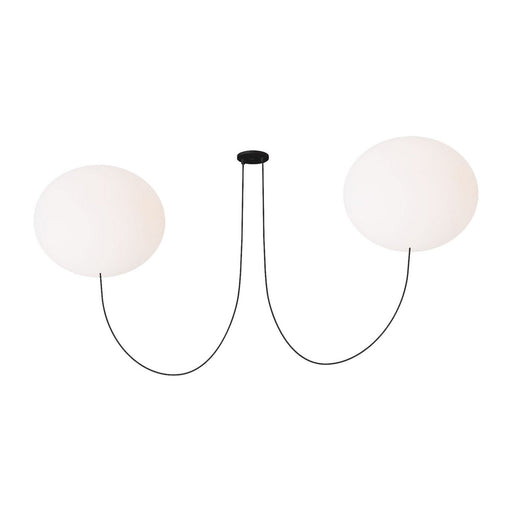 Helium X-Large 2-Light Chandelier in 2 Light Chandelier Opal Etched Matte Black