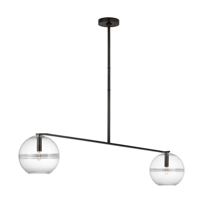 Lowing Medium Wide 2-Light Linear Pendant in Clear Blackened Forged