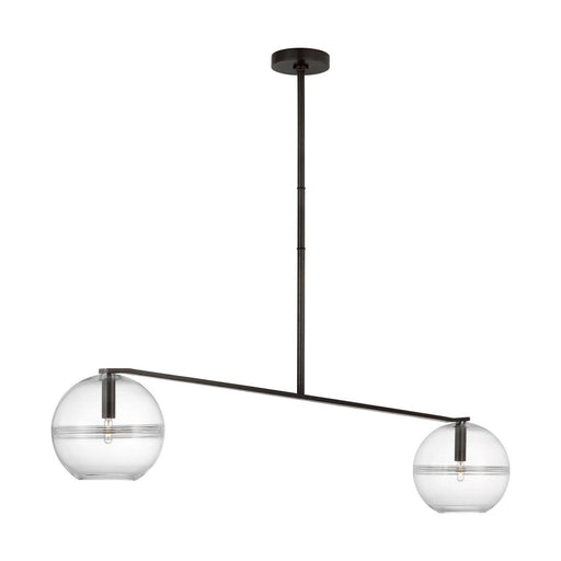 Lowing Medium Wide 2-Light Linear Pendant in Clear Blackened Forged