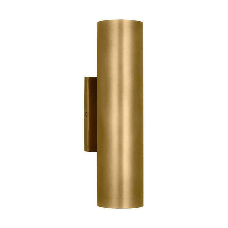 Pressa Round Medium Outdoor Wall Sconce in Natural Brass
