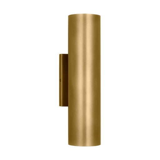 Pressa Round Medium Outdoor Wall Sconce in Natural Brass