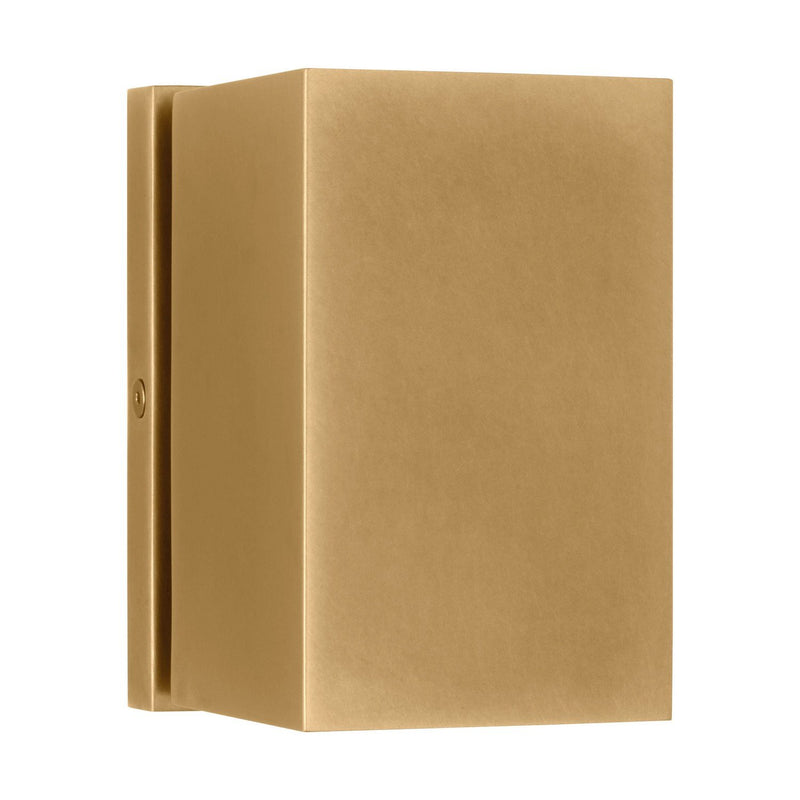 Pressa Square Small Outdoor Wall Sconce in Natural Brass