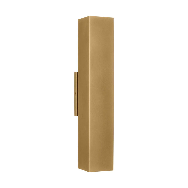 Pressa Square Large Outdoor Wall Sconce in Natural Brass