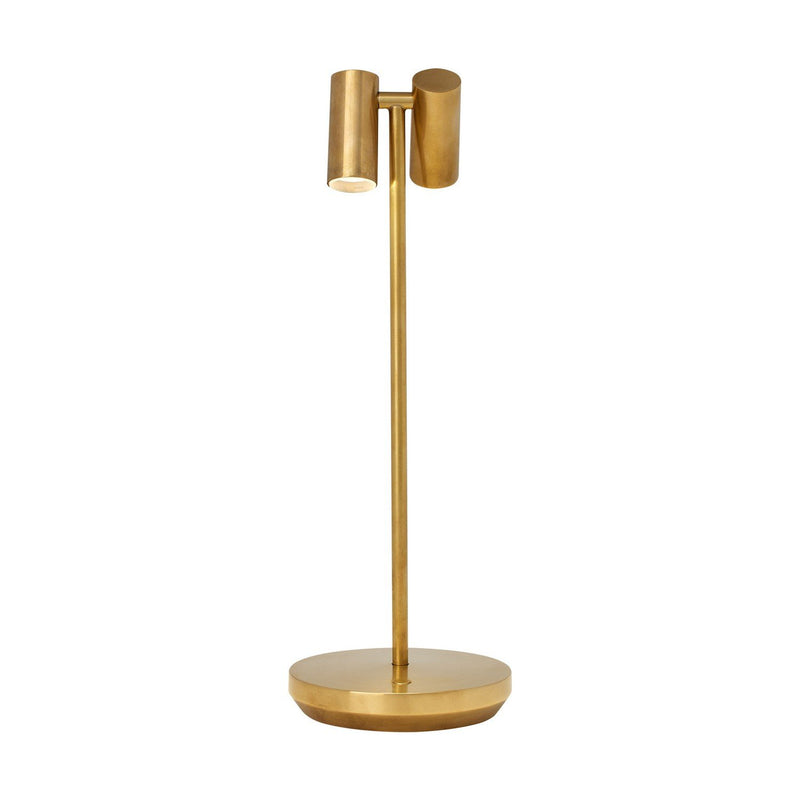 Doppia Accent Rechargeable Table Lamp in Natural Brass