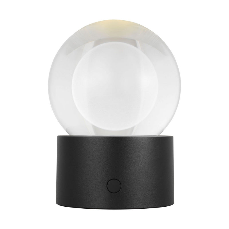Mina Accent Rechargeable Table Lamp in Black with Clear Glass