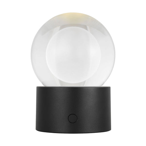 Mina Accent Rechargeable Table Lamp in Black with Clear Glass