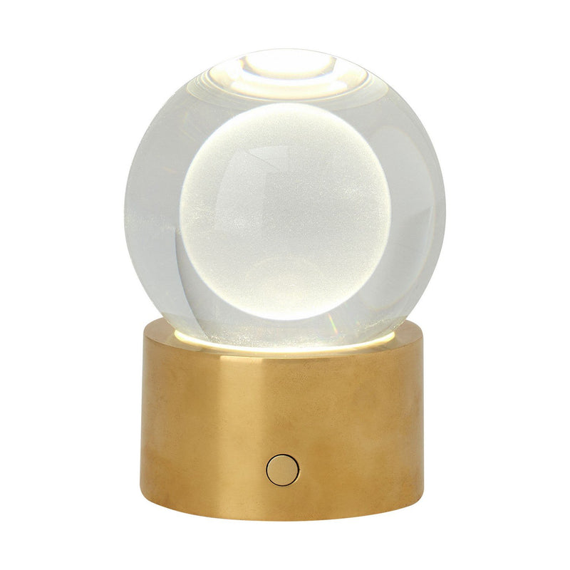 Mina Accent Rechargeable Table Lamp in Natural Brass with Clear Glass