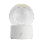 Mina Accent Rechargeable Table Lamp in Matte White with Clear Glass