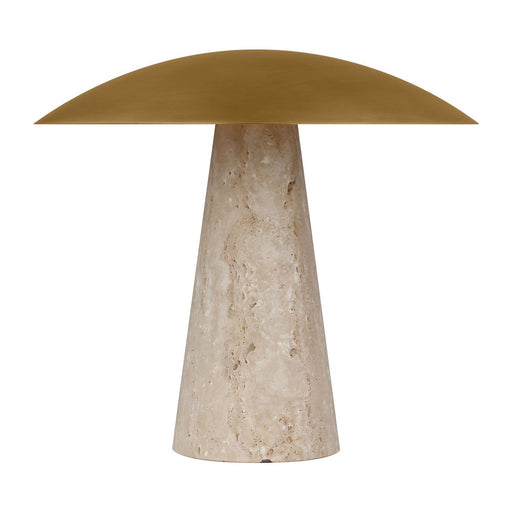 Aegis Medium Travertine Table Lamp in Natural Brass and Natural Travertine