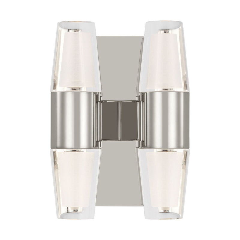 Lassell Double Short Wall Sconce in Polished Nickel