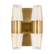 Lassell Double Short Wall Sconce in Natural Brass