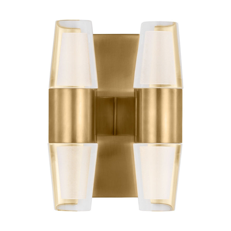 Lassell Double Short Wall Sconce in Natural Brass