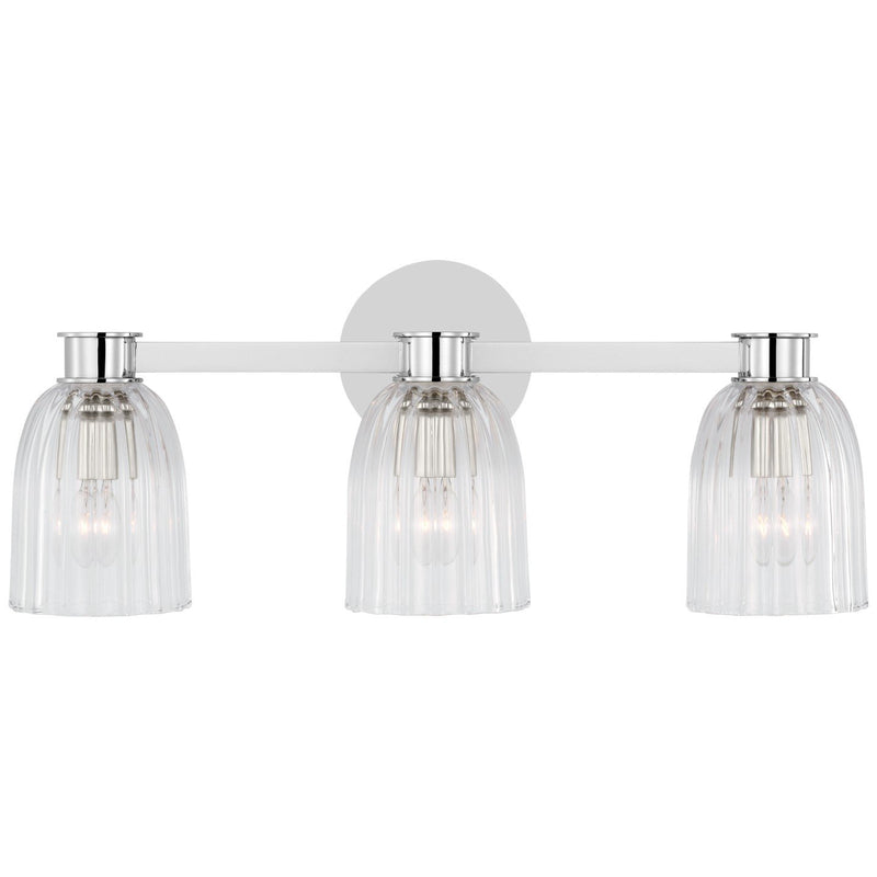 Asalea Triple 3-Light Bath Vanity Light in Polished Nickel