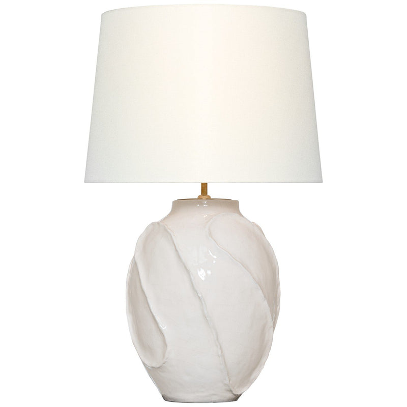 Idalia 28" Sculpted Table Lamp in Glossy White Crackle