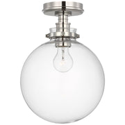 Parkington 10" Globe Flush Mount in Polished Nickel