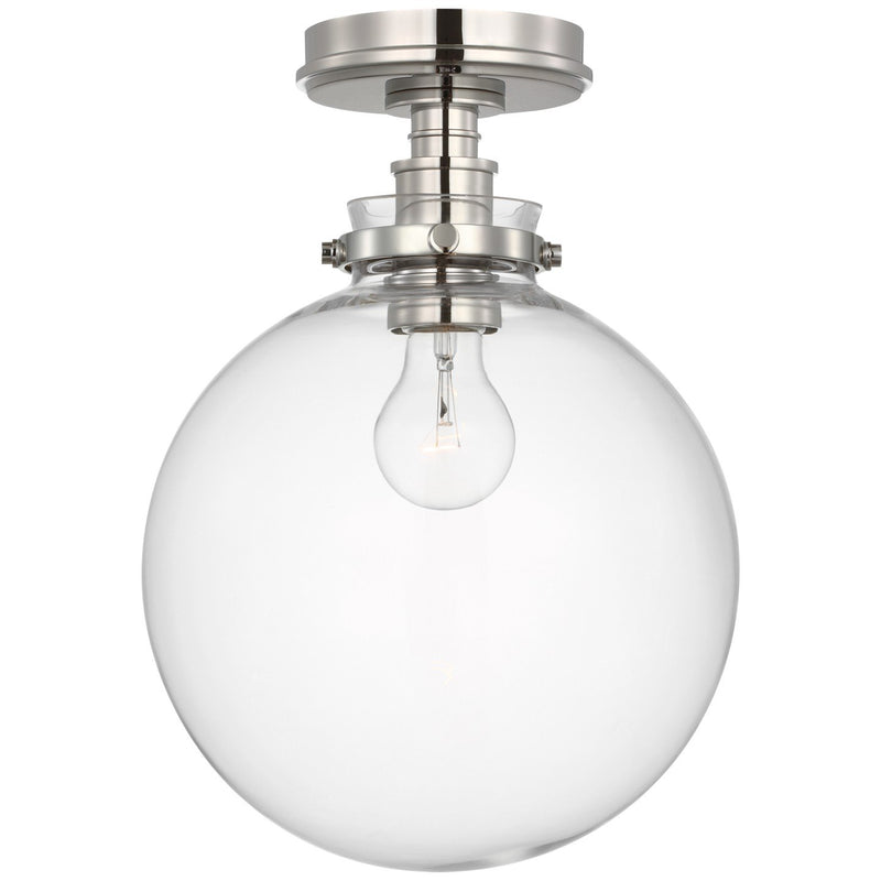 Parkington 10" Globe Flush Mount in Polished Nickel