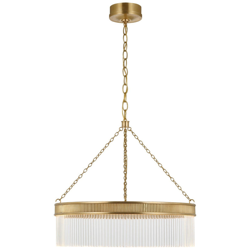 Menil 26" Crystal Rod Pendant in Soft Brass