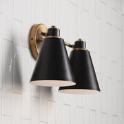 Bradley 2-Light Bath Vanity Light in Aged Brass and Black