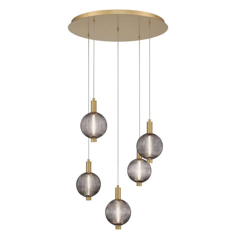 Palmas 5-Light 24" Multi-Drop Pendant in Gold