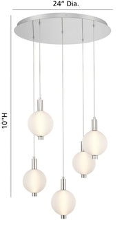 Palmas 5-Light 24" Multi-Drop Pendant in Polished Nickel