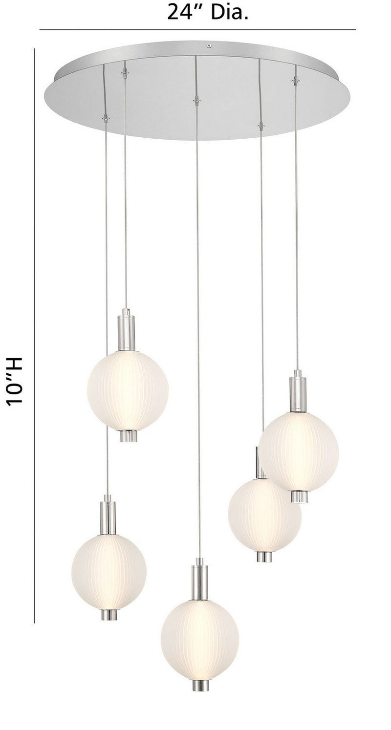Palmas 5-Light 24" Multi-Drop Pendant in Polished Nickel