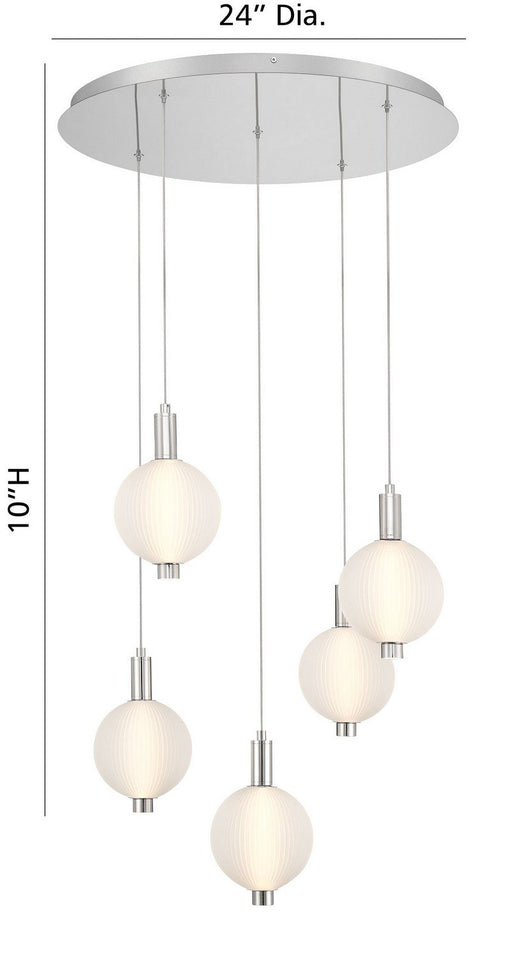 Palmas 5-Light 24" Multi-Drop Pendant in Polished Nickel