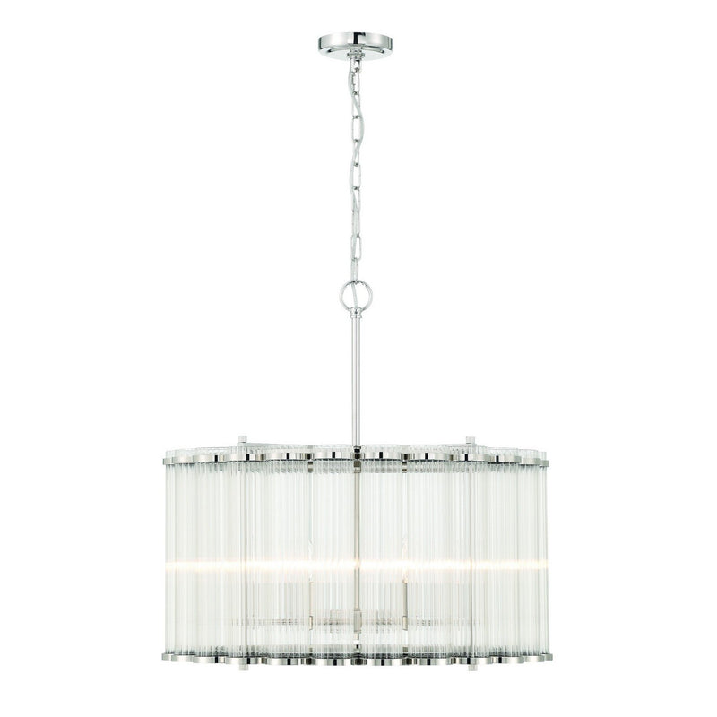Glasbury 6-Light 24" Pendant in Polished Nickel