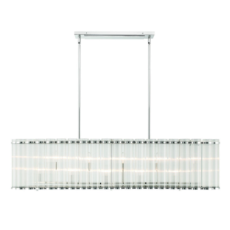 Glasbury 10-Light 52" Linear Pendant in Polished Nickel