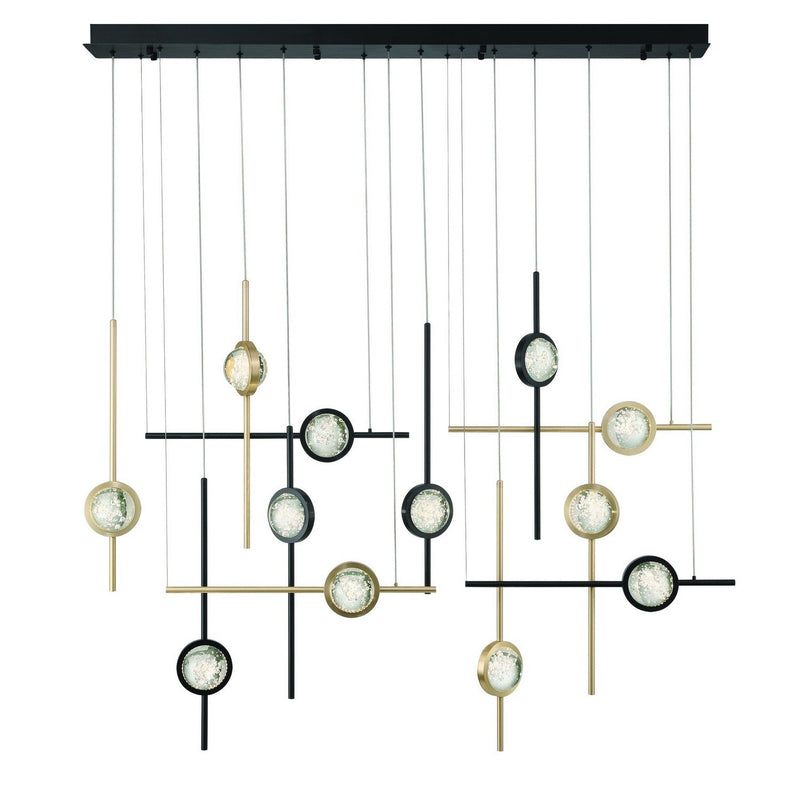 Barletta 12-Light 53" Linear Pendant in Gold-Black Mix