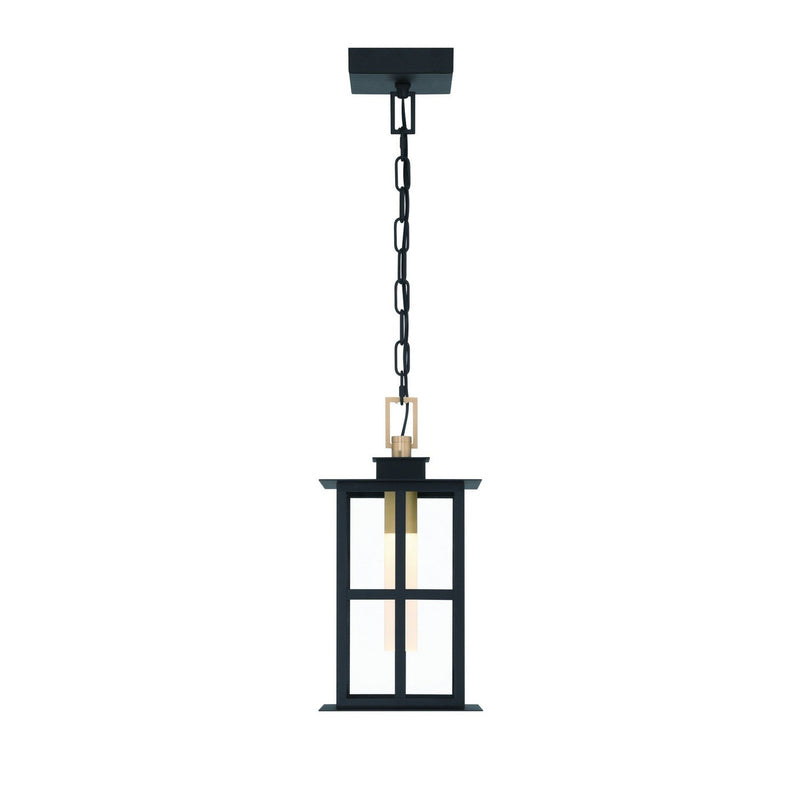 Greyson 7.5" Outdoor Pendant in Brass-Black Mix
