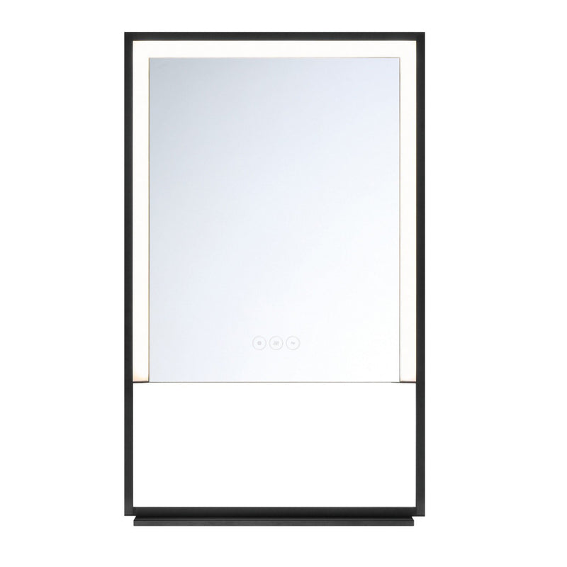 Sayora 24" x 32" LED Vanity Mirror with Shelf in Matte Black