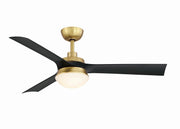 Barlow 52" Ceiling Fan with LED Light in Brushed Satin Brass / Black Blades