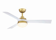 Barlow 52" Ceiling Fan with LED Light in Brushed Satin Brass / Matte White Blades