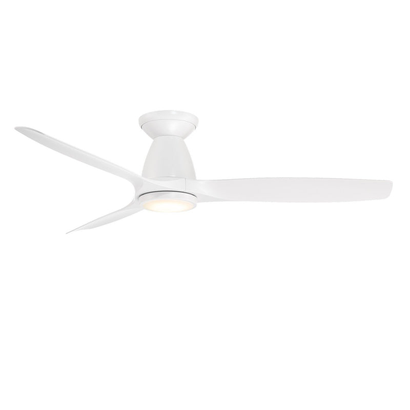 Skylark 54" Outdoor Flush Mount Ceiling Fan with Light in Matte White