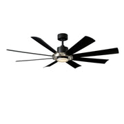 Aura 60" Outdoor Ceiling Fan with Light in Brushed Nickel / Matte Black