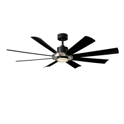 Aura 60" Outdoor Ceiling Fan with Light in Brushed Nickel / Matte Black