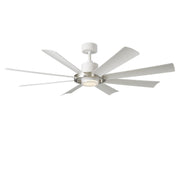 Aura 60" Outdoor Ceiling Fan with Light in Brushed Nickel / Matte White