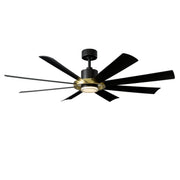 Aura 60" Outdoor Ceiling Fan with Light in Soft Brass / Matte Black