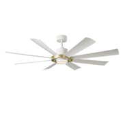 Aura 60" Outdoor Ceiling Fan with Light in Soft Brass / Matte White